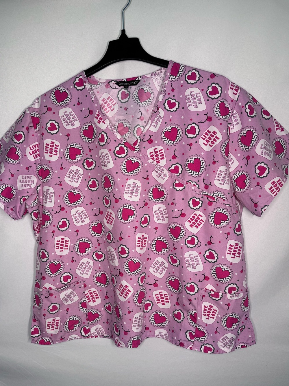 💜3/$15 Cassandra O Hearts V-Neck Medical Scrub Top Women’s - 4X